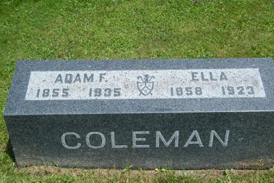 Ella & Adam F. Coleman Headstone