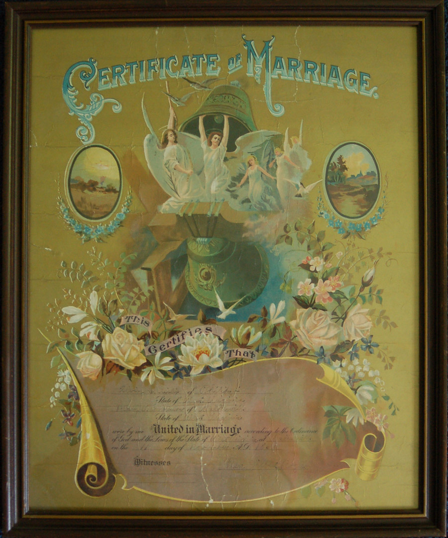 Marriage Certificate for Alvin & Mary Crislip