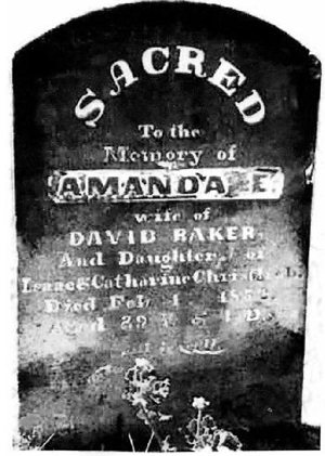 Headstone of Amanda E., wife of David Baker