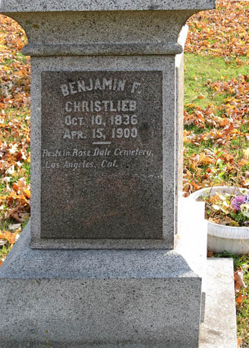 Benjamin Franklin Christlieb's Panel on Amy's Headstone