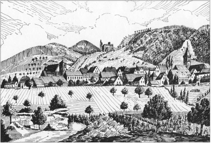 Durkheim with Limburg Ruin in background