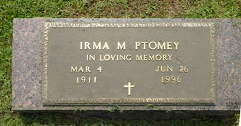 Irma M. Ptomey Headstone
