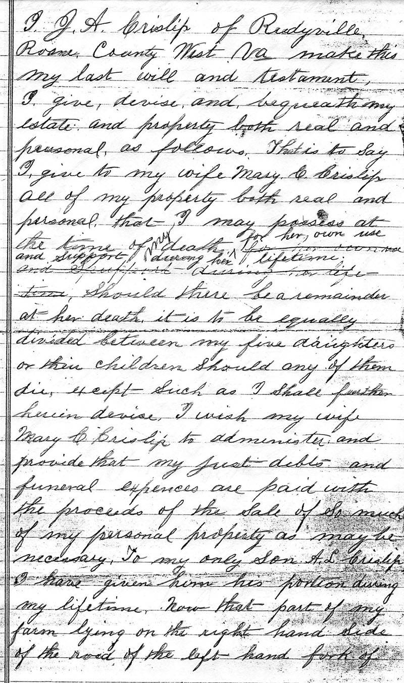 1903 Will - Jacob A. Crislip - P 1