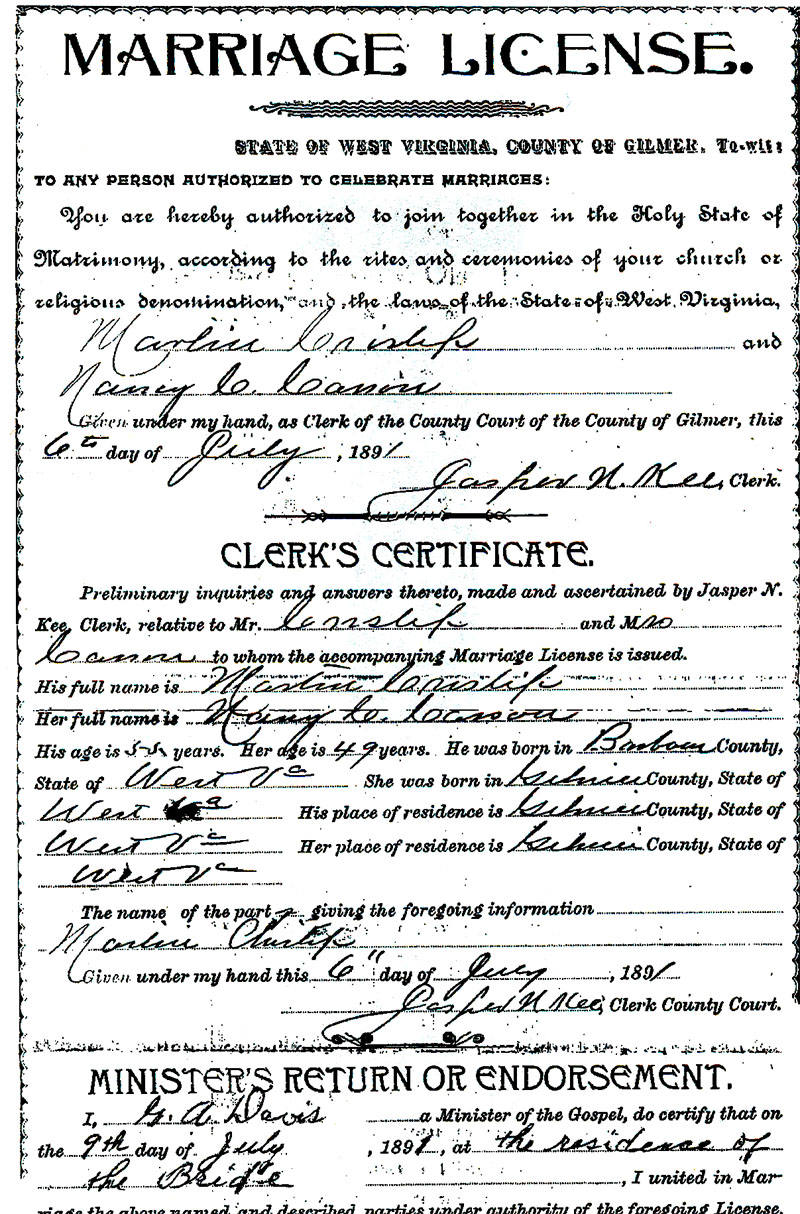 Martin Luther Crislip - Marriage License