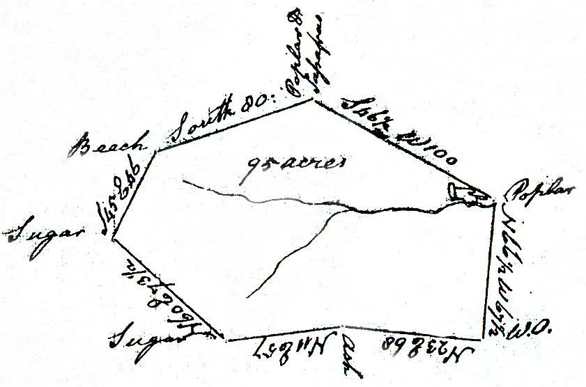 Survey Map of Jacob Christlieb's 95 acres.