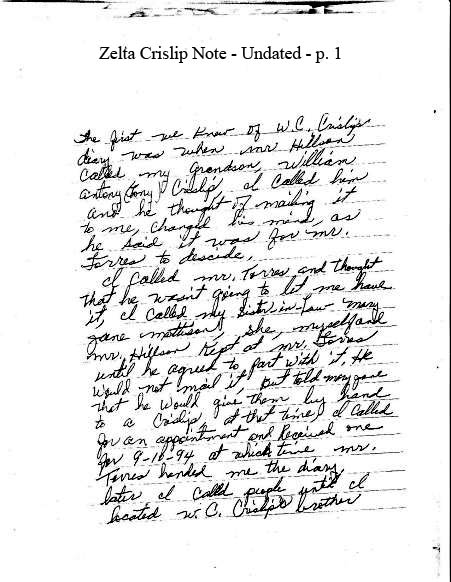 Zelta Crislip Note pg 1
