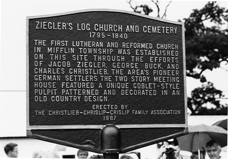 Ziegler's Log Church and Cemetery Sign