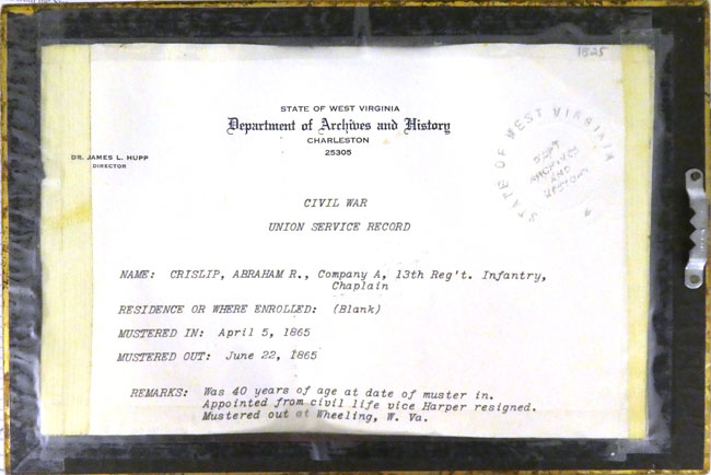 Abraham Crislip's Union Service Record