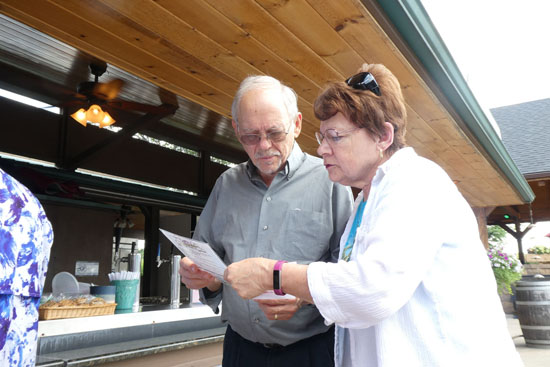 Lee & Dorothy Wise looking over the menu at Debonné Vinyards.
