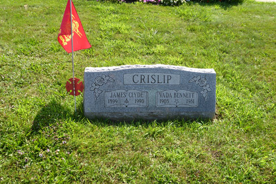 James Clyde and Vada Bennett Crislip headstone.